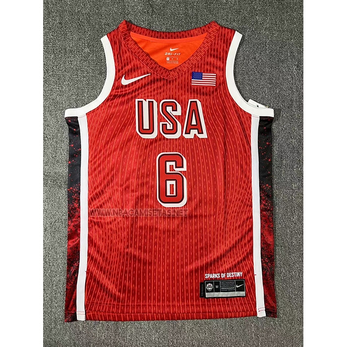 Camiseta USA 2024 LeBron James NO 6 Juegos Olimpicos Rojo